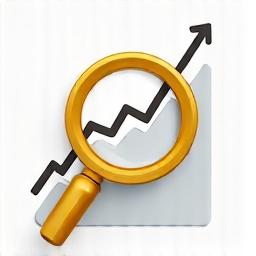 Icône d'une loupe sur un graphique, symbolisant l'analyse des tendances.